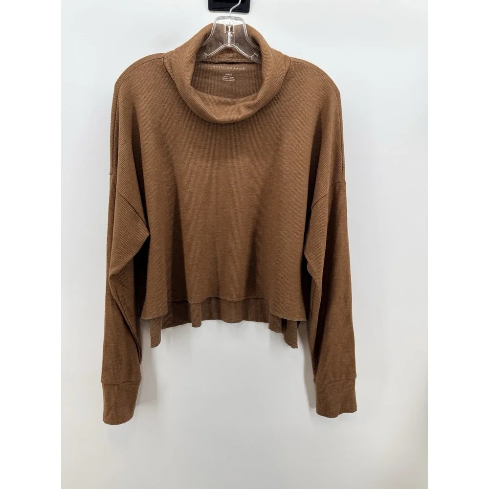 American Eagle Outfitters‎ Cropped Turtleneck Top Shirt Women's M Ribbed